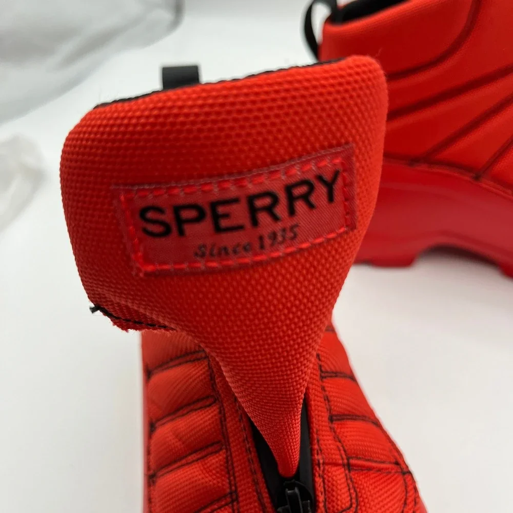 Sperry Top-Sider Mens Red Maritime Repel Front Zip Duck Boots STS23512‎ Size 9